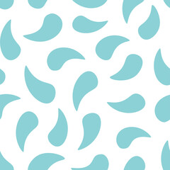 A ragless, seamless pattern of blue water droplets. Delicate flower petals.