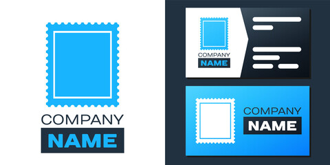 Logotype Postal stamp icon isolated on white background. Logo design template element. Vector.