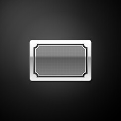 Silver Doormat icon isolated on black background. Welcome mat sign. Long shadow style. Vector.