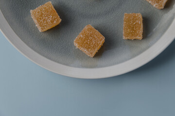 marmalade on a plate close-up. Top view