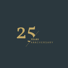 25 years anniversary logotype with modern minimalism style. Vector Template Design Illustration.
