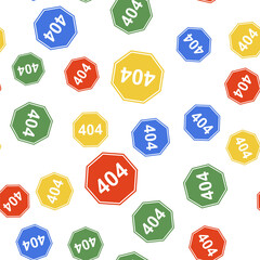 Color Page with a 404 error icon isolated seamless pattern on white background. Template reports that the page is not found. Vector.