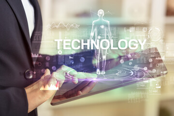 Electronic medical record with TECHNOLOGY inscription, Medical technology concept