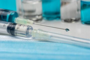 Nobel coronavirus covid-19 vaccine vial a illustrative picture, doctor in the laboratory with a biological tube for analysis and sampling of Covid-19 infectious disea.