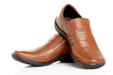 pair of brown leather shoes