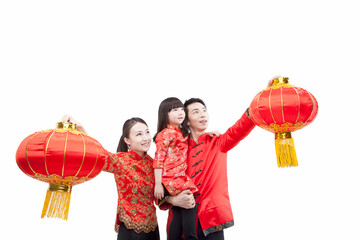 Portrait of family,father carrying daugther in arm 