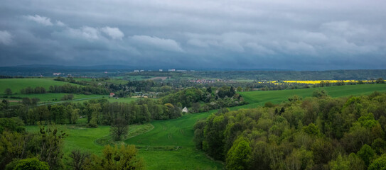 Fototapeta na wymiar Fresh green rural landscape in Saxony, Germany