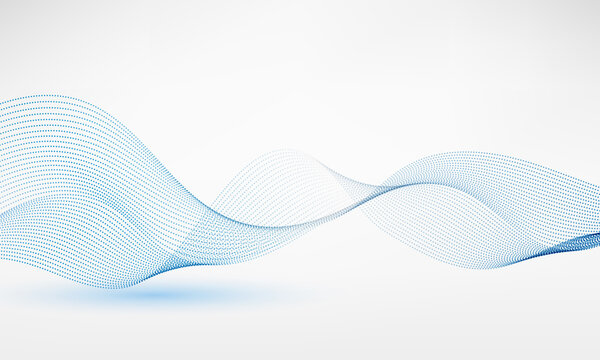 Abstract blue wave background, digital flowing particles .Cyber or technology background.Vector illustration.