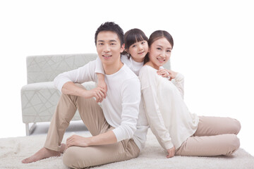 Portrait of the happy daughter with parents