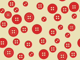Red buttons background seamless pattern. Sewing.