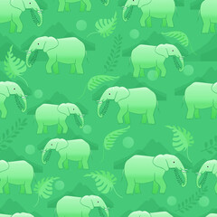 Seamless pattern with elephants. Boho minimalism.
