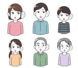 聞き耳をたてる　家族　上半身