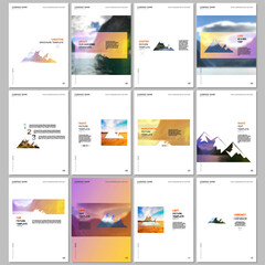 Creative brochure templates. Covers design templates for flyer, leaflet, brochure, report, presentation, magazine. Background for tourist camp, nature tourism, camping. Aadventure design concept. - obrazy, fototapety, plakaty