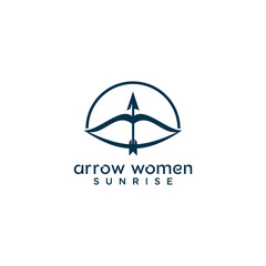 Arrow lips with surise for the Archer Archery Outdoor Apparel Gear Hunter logo design