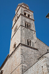 Fototapeta na wymiar Gothic-Renaissance tall bell tower in Dubrovnik， Croatia