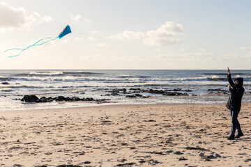 cerf-volant en hivers sur la cote Bretagne atlantique