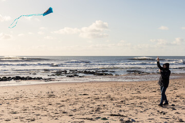 cerf-volant en hivers sur la cote Bretagne atlantique