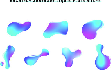 Set Of Holographic Gradient Abstract Liquid Fluid Shapes EPS 10 Vector