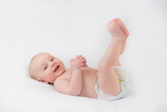 Healthy little baby with white background