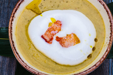 Creamy Lobster bisque. Seafood soup.