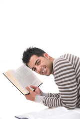 Obraz premium young attractive college student with his books studying