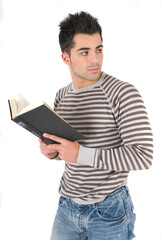 young attractive college student with his books studying