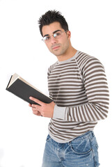 young attractive college student with his books studying