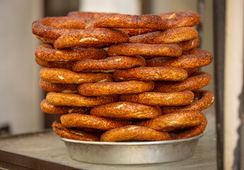 Turkish bagel.sesame bagel with molasses