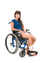 Fototapeta na wymiar Handicapped woman on wheelchair
