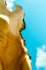 Yellow rock sandstone pattern and blue sky