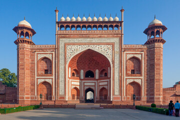 The Red Gate, fortress leading into the Taj Mahal in Agra India