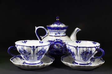 tea utensils and utensils with beautiful painting