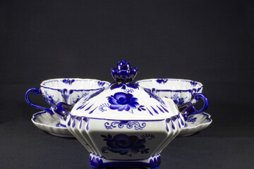 tea utensils and utensils with beautiful painting