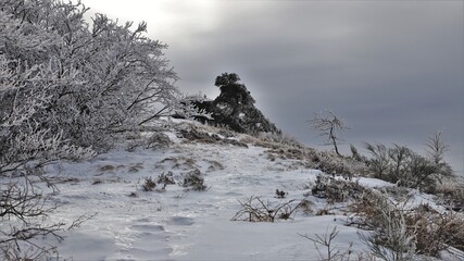 neige et givre sur le chaîne des Puys