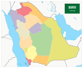 Saudi Arabia Map Administrative Divisions - No text