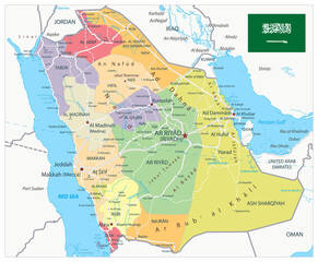 Saudi Arabia Map Administrative Divisions and Roads