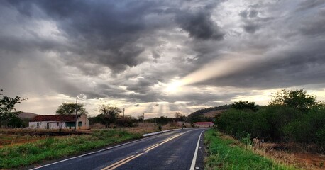 clouds over the road