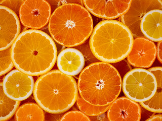 Citrus background variety of orange and lemon