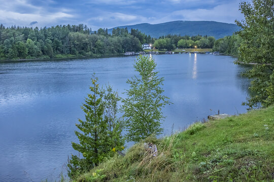 Matapedia River - river in the Matapedia Valley. Matapedia natural landscape near Amqui town at Gaspe Peninsula, province of Quebec, Canada.