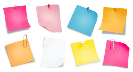 eight colored stickers on isolated white background