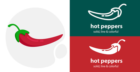 chili pepper flat icon, with chili pepper simple, line icon