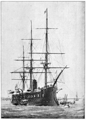 Richelieu (1868) - a wooden-hulled central battery ironclad built for the French Navy. Illustration...