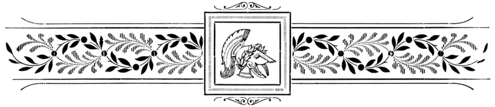 Abstract ornament, chapter separator in a book. Illustration of the 19th century. White background.