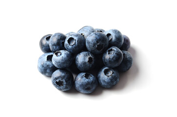 Several blueberries isolated on a white background, selective focus.