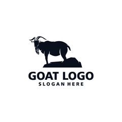 Vector logo of a goat with dark color and white background.