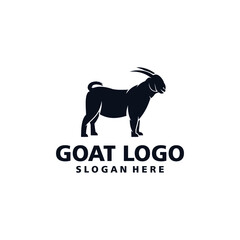 Vector logo of a goat with dark color and white background.