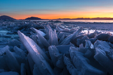 Frozen Lake Ice Sunset