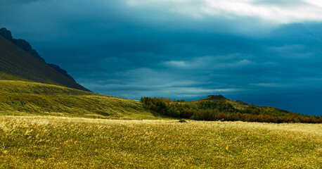 landscape with mountains and clouds in Iceland