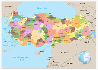 Turkey detailed administrative map