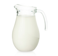 Cow milk is jug glass milk isolated on white background.